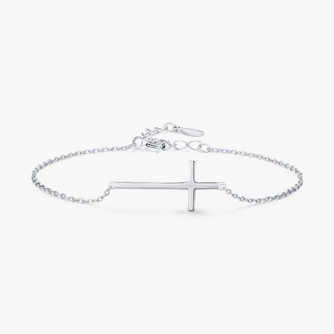 Simple Style Cross Sterling Silver Plating Rhodium Plated Bracelets