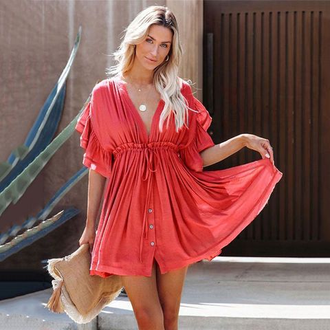 Women's Casual Solid Color Cover Ups