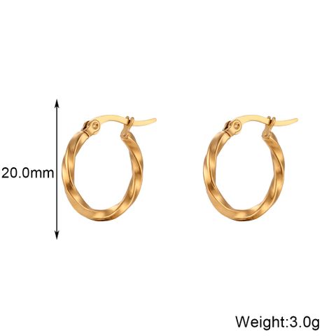 1 Pair Basic Vintage Style Classic Style Solid Color Plating Stainless Steel 18k Gold Plated Hoop Earrings