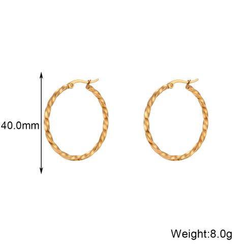 1 Pair Basic Vintage Style Classic Style Solid Color Plating Stainless Steel 18k Gold Plated Hoop Earrings