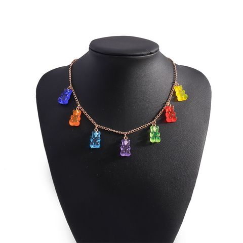 Wholesale Jewelry Ins Style Little Bear Alloy Resin Necklace