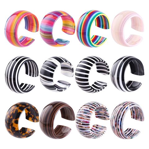 Ins Style Rainbow Stripe Leopard Acetic Acid Wholesale Cuff Bracelets