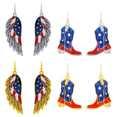 Classic Style Wings Boots Alloy Plating Independence Day Women's Drop Earrings