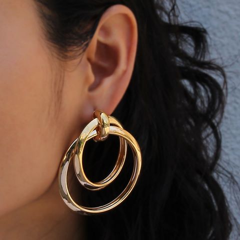 Casual Simple Style Circle Metal Layered Plating Women's Drop Earrings