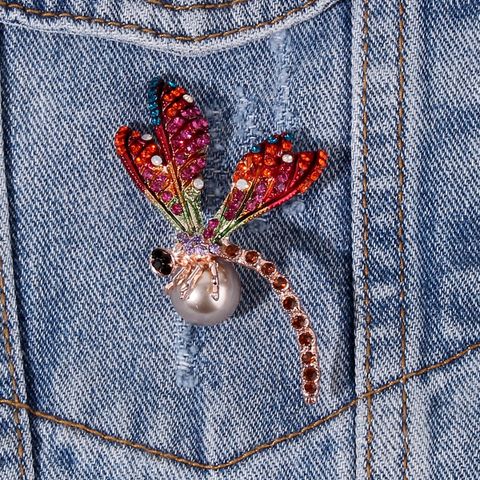Elegant Lady Dragonfly Alloy Inlay Artificial Gemstones Artificial Pearls Women's Brooches