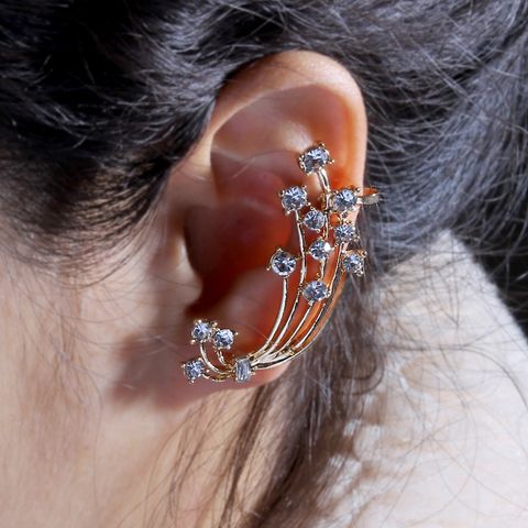Sweet Simple Style Flower Alloy Inlay Rhinestones Women's Ear Clips Ear Studs
