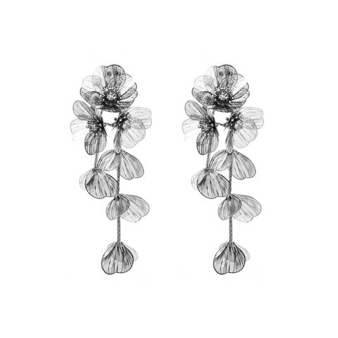 1 Pair Elegant Sweet Flower Plating Inlay Alloy Metal Rhinestones Gold Plated Drop Earrings