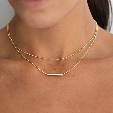 Fashion Geometric Stainless Steel Inlaid Gold Gold Plated Layered Necklaces