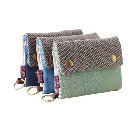 Unisex Animal Color Block Flower Canvas Sewing Thread Flip Cover Coin Purses