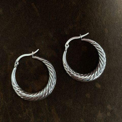 1 Pair Vintage Style Solid Color Plating Sterling Silver Hoop Earrings