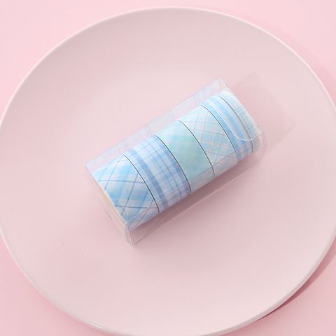 Korean Plaid And Paper Adhesive Tape Set Creative Stationery Diy Plaid Hand Account Handmade Stickers Exclusive For Cross-border
