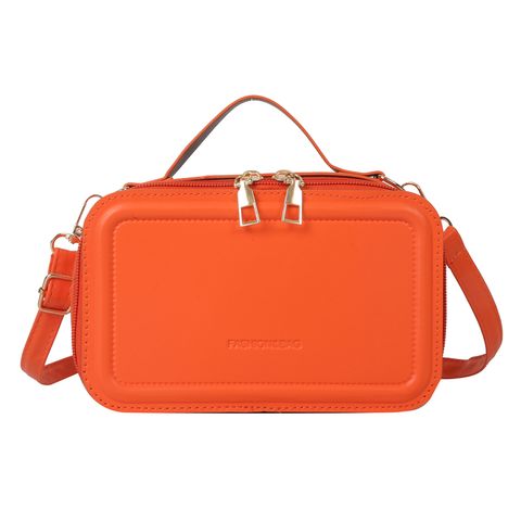 Women's Pu Leather Solid Color Vintage Style Classic Style Square Zipper Shoulder Bag Handbag Crossbody Bag