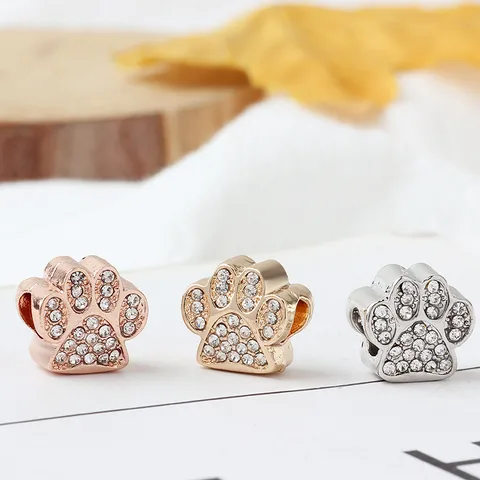 Cartoon Style Cute Paw Print Alloy Inlay Rhinestones Jewelry Accessories