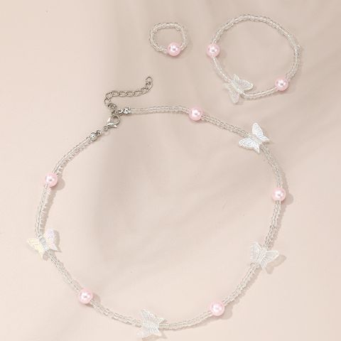 Ins-stil Süss Schmetterling Perlen Perle Mädchen Halskette