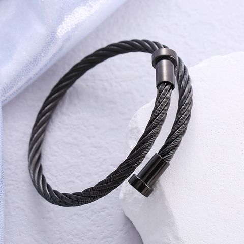 Casual Simple Style Solid Color Stainless Steel Plating Braid Bangle