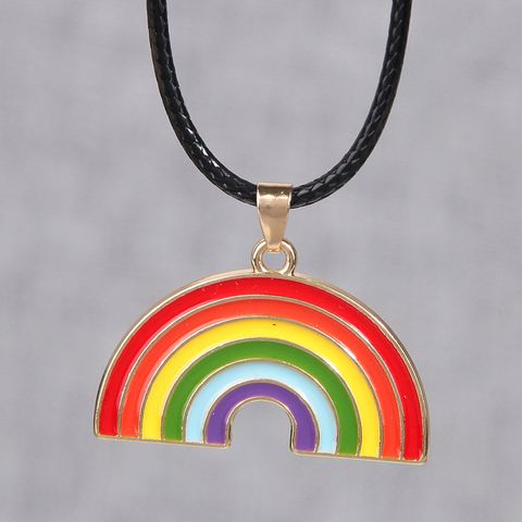 Sweet Rainbow Alloy Rope Women's Pendant Necklace