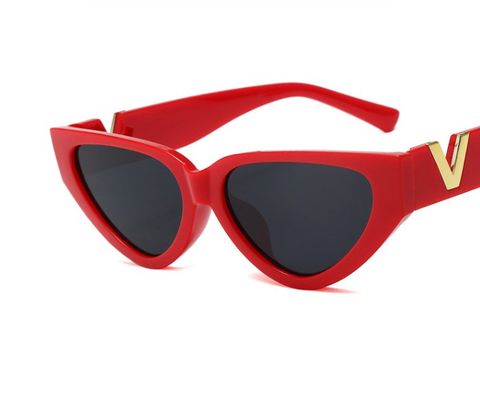 Streetwear Solid Color Resin Cat Eye Full Frame Women's Sunglasses