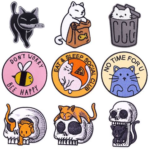 New Cartoon Cute Cat Embroidery Cloth Sticker