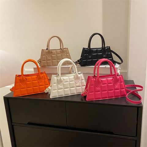 Women's Medium Pu Leather Solid Color Elegant Classic Style Square Zipper Shoulder Bag Handbag Crossbody Bag