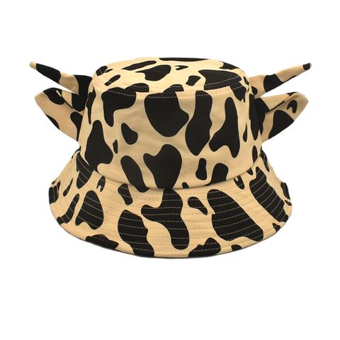 Women's Casual Streetwear Cow Pattern Printing Flat Eaves Bucket Hat
