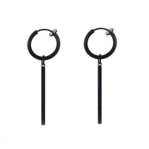 Simple Style Pentagram Feather Skull Titanium Steel Plating Chain Drop Earrings 1 Piece