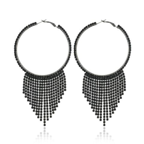 1 Pair Glam Circle Tassel Inlay Alloy Rhinestones Drop Earrings