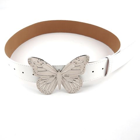 Simple Style Butterfly Pu Leather Alloy Patchwork Women's Leather Belts