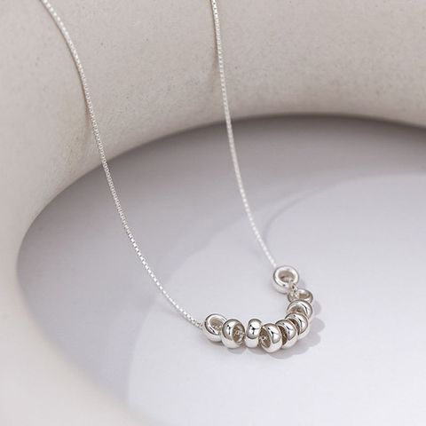 Ins Style Round Solid Color Silver Plated Women's Necklace