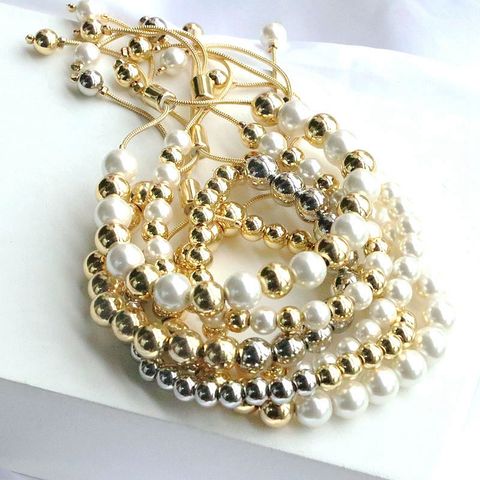 Punk Round Gold Plated Shell Copper Wholesale Bracelets
