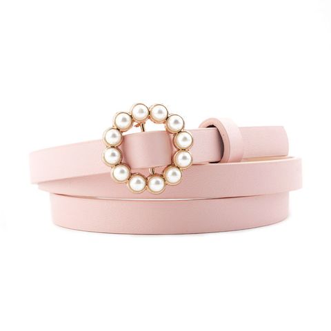 New Ladies Faux Leather Belt Korean Fashion Sweet Belt Pearl Buckle Decorative Belt Women Wholesale