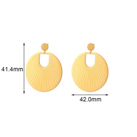 1 Pair Exaggerated Round Stainless Steel Plating 18k Gold Plated Drop Earrings