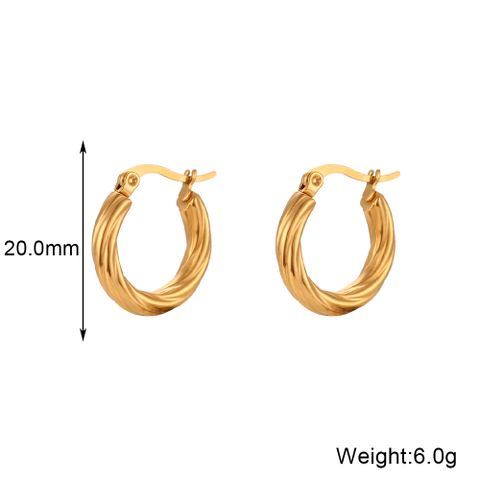 1 Pair Vintage Style Simple Style Round Stainless Steel Plating 18k Gold Plated Hoop Earrings