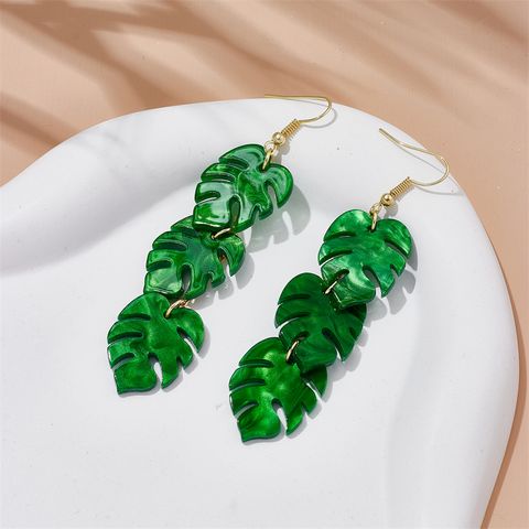 Vacation Tropical Leaf Arylic Three-dimensional Women's Drop Earrings