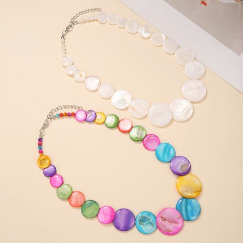 Bohemian Multicolor Solid Color Alloy Shell Beaded Women's Necklace