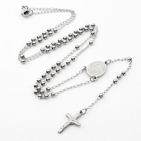 Ethnische Stil Kreuz Edelstahl Perlen Anhänger Halskette