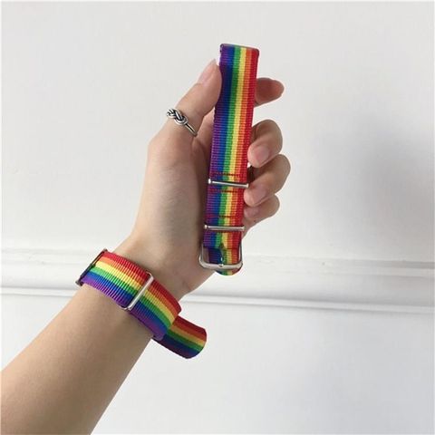 Simple Style Rainbow Textile Unisex Wristband