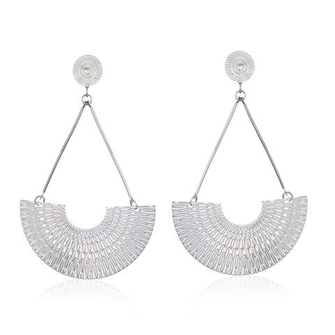 Exaggerated Sector Metal Plating Women's Drop Earrings