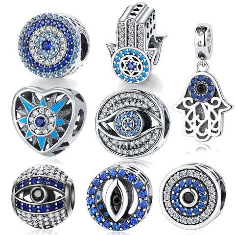 Shiny Round Devil's Eye Palm Zircon Sterling Silver Wholesale Bangle Jewelry Accessories