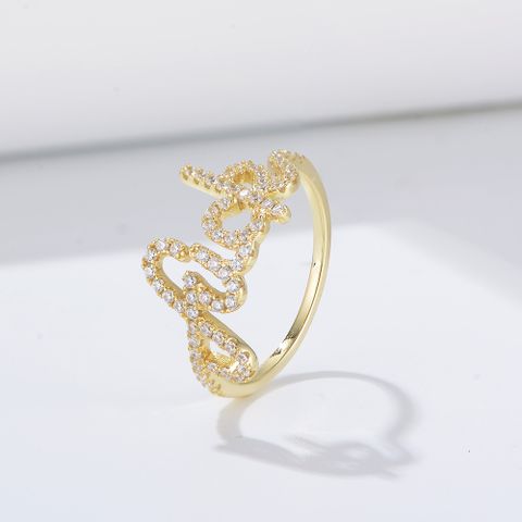 Wholesale Elegant Lady Simple Style Letter Sterling Silver Zircon Rings