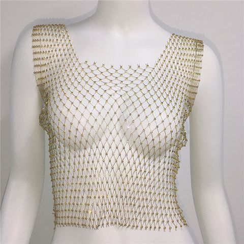 Women's Eyelet Top Crop Top Tank Tops Hollow Out Sexy Grid