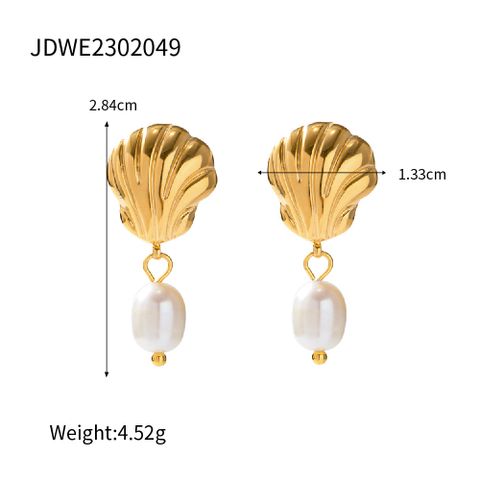 Wholesale Ig Style Beach Starfish Shell Stainless Steel Imitation Pearl Plating 18k Gold Plated Rings Earrings Necklace