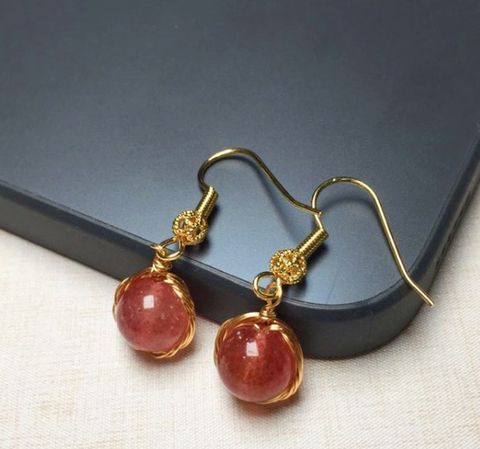 1 Pair Ethnic Style Geometric Copper Inlay Crystal Freshwater Pearl 18k Gold Plated Drop Earrings