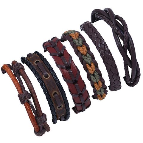 Retro Geometric Leather Handmade Men's Bracelets