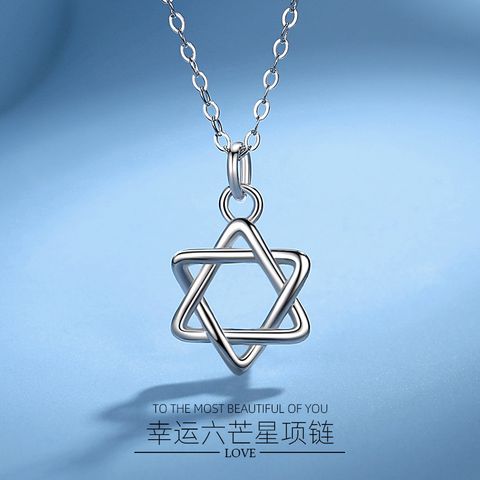 Wholesale Simple Style Hexagram Sterling Silver Pendant Necklace