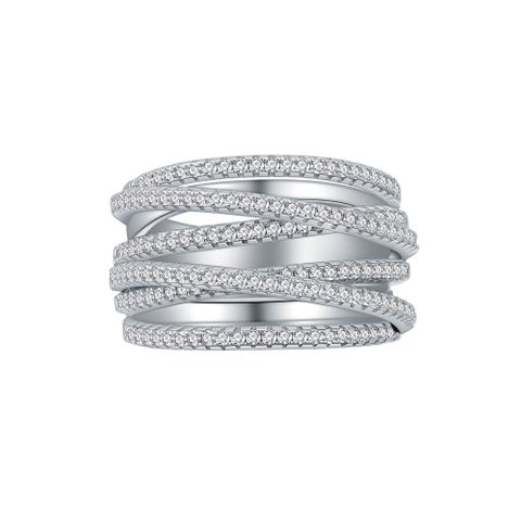 Wholesale Luxurious Lady Geometric Sterling Silver Zircon Rings