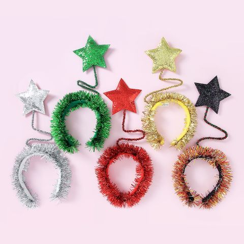 Kid's Cute Pentagram Solid Color Sequin Cloth Ribbon Hair Band