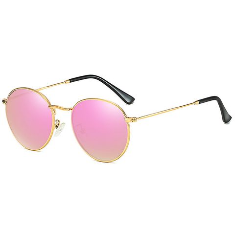 Retro Solid Color Tac Round Frame Full Frame Women's Sunglasses