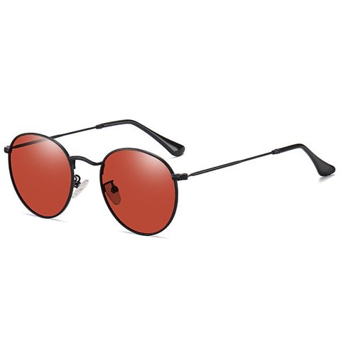 Retro Solid Color Tac Round Frame Full Frame Women's Sunglasses