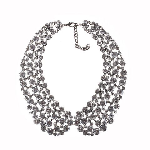 Glam Geometric Alloy Inlay Artificial Pearls Rhinestones Women's Necklace