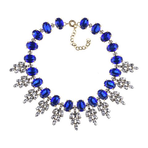 Luxurious Geometric Alloy Inlay Artificial Crystal Women's Necklace